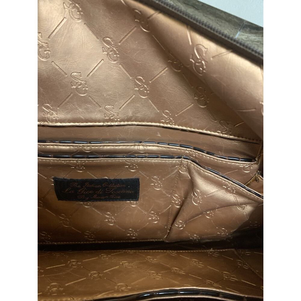 La Gioe di Toscana Sharon Gioe Burgundy Reptile Leather Dome Satchel Bag - Picture 15 of 16